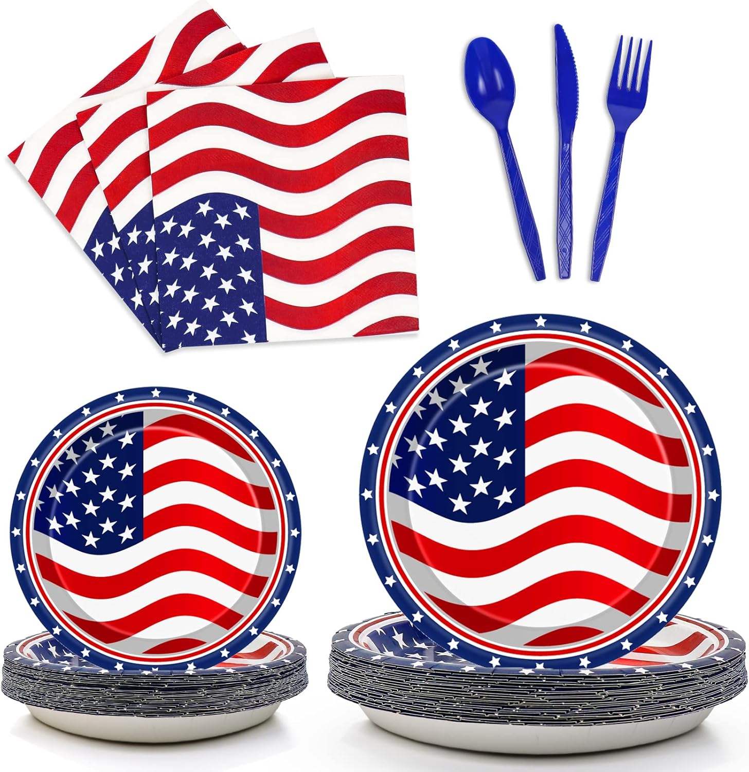 144PCS 4th of July Plates,Patriotic Plates,American Flag