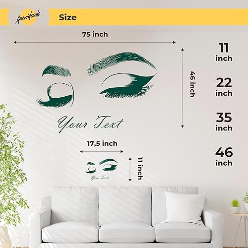 Miniatura 2 de Calcomanía de pared para pestañas - Pestañas - Cejas - Chica hermosa - Salón de belleza - Texto personalizado - Cejas - Calcomanía adhesiva - Citas