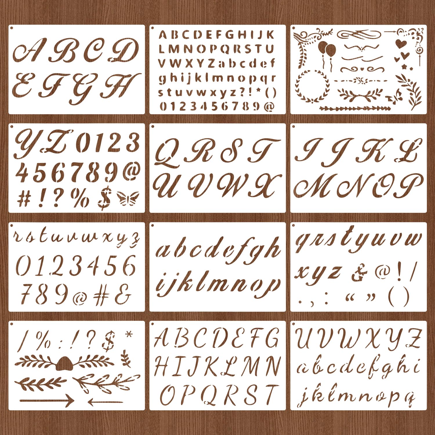 12 Pcs Letter Stencils, Alphabet Number Stencils for Crafts Reusable Letter Templates Painting Templates for Painting DIY Art Crafts Scrapbook Wall Décor
