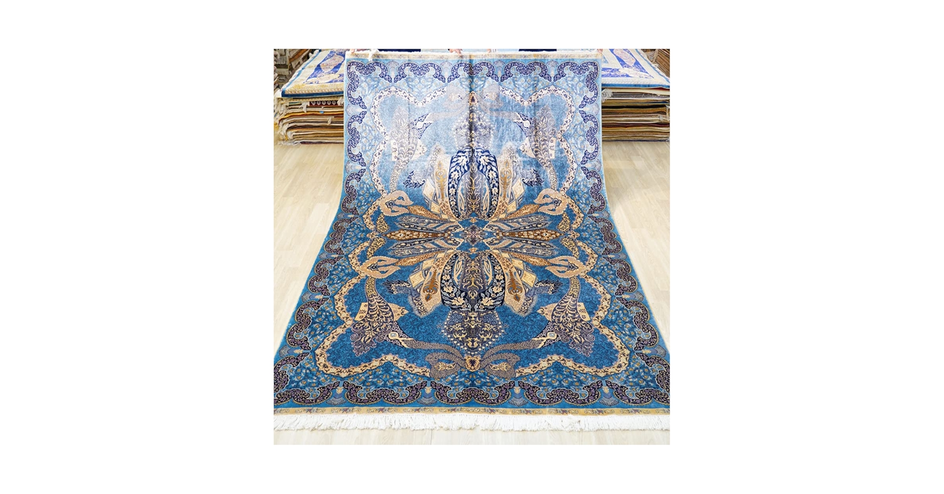 Amazon.com: Yuchen Rug Silk Carpet 2m x 3m Blue Handwoven