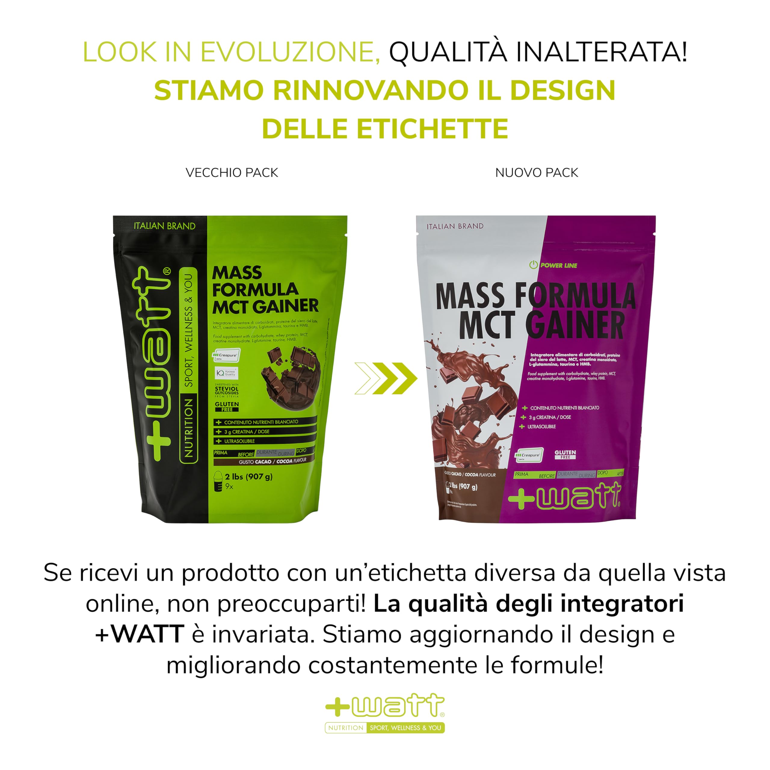 Mass Formula MCT gainer - Sostegno per i Tuoi Workout Più Intensi - Formato: 2 lb (907 g) - Gusto Cacao