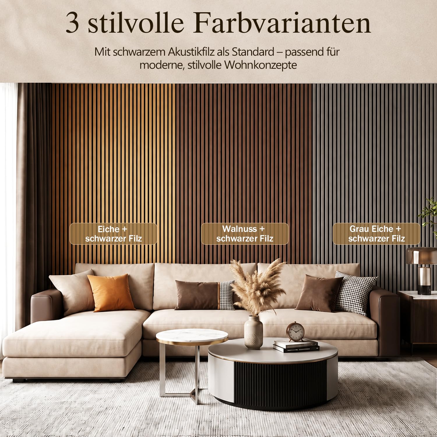 Panel akustyczny 240 x 60 cm, srebrny dąb, wygląd drewna, 1 sztuka