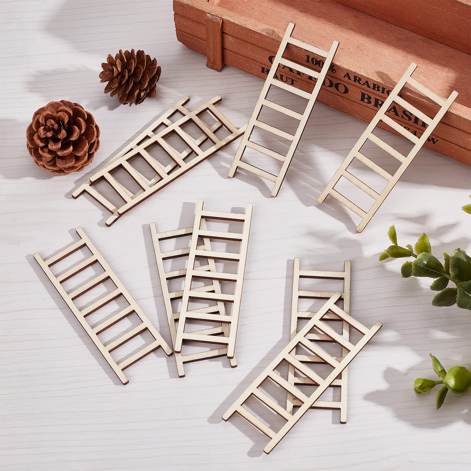 TOYANDONA 15pièces Micro Paysage Décor Échelle Bois Miniature Pour Jardin De Fée Et Table De Sable Accessoire DIY Pour Mini Maison Et Plantes Succulentes