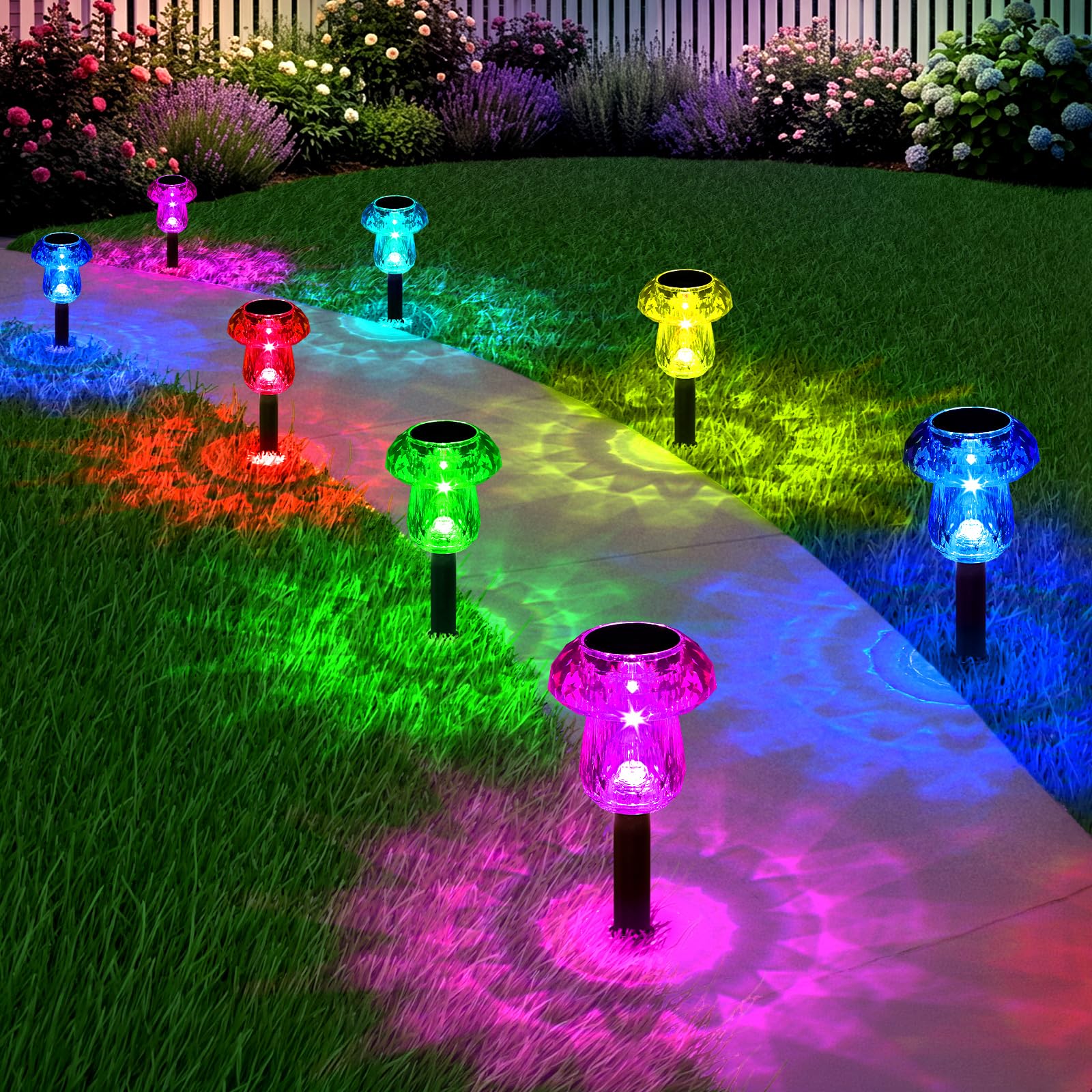 Luci solari per vialetti esterni, confezione da 8 luci da giardino a fungo, impermeabili, ad energia solare, illuminazione per paesaggio, vialetto, sentiero, passerella, patio, decorazioni da
