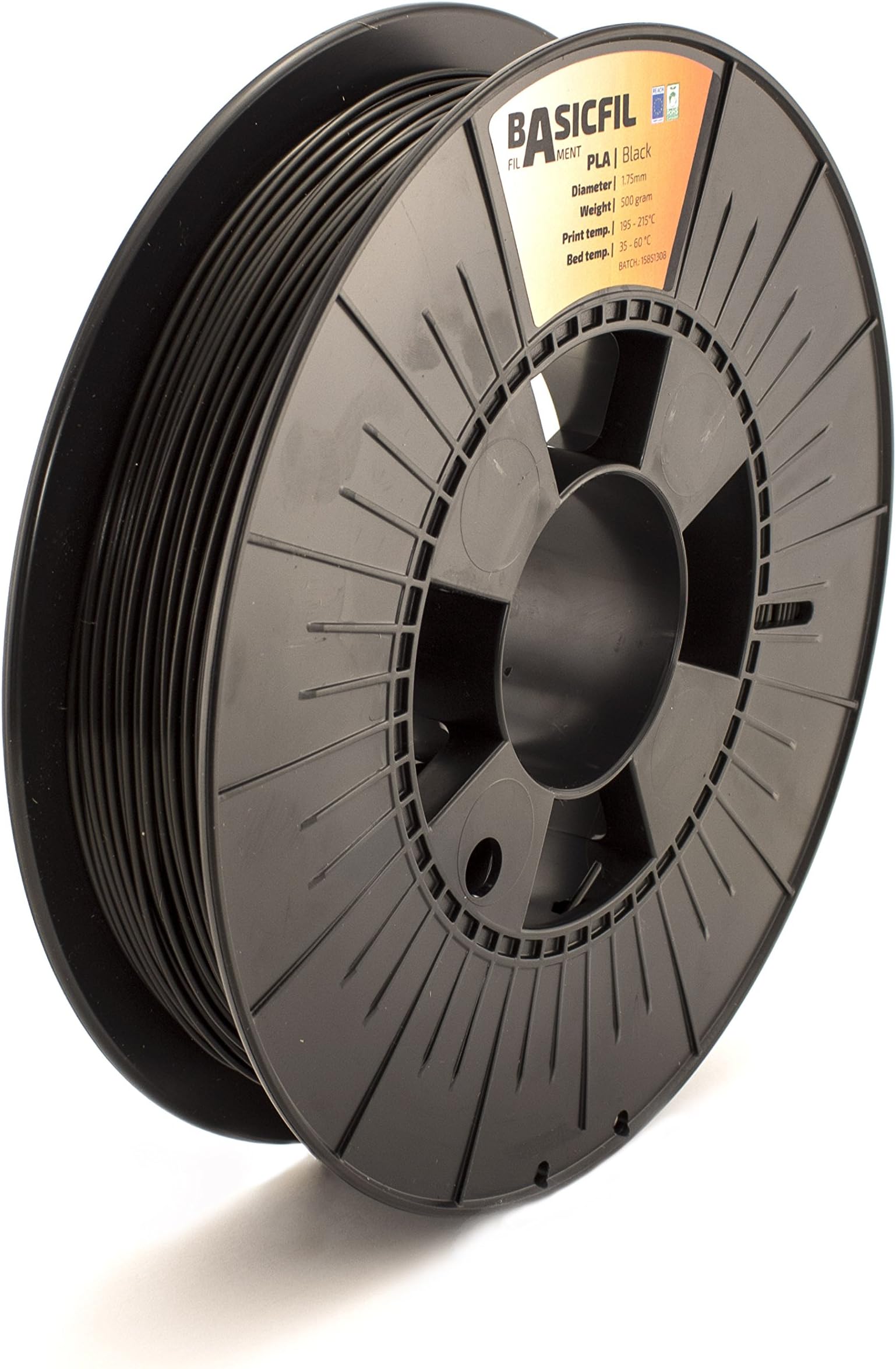 BASICFIL PLA 1.75mm, 500 gr, 3D printing filament , Black
