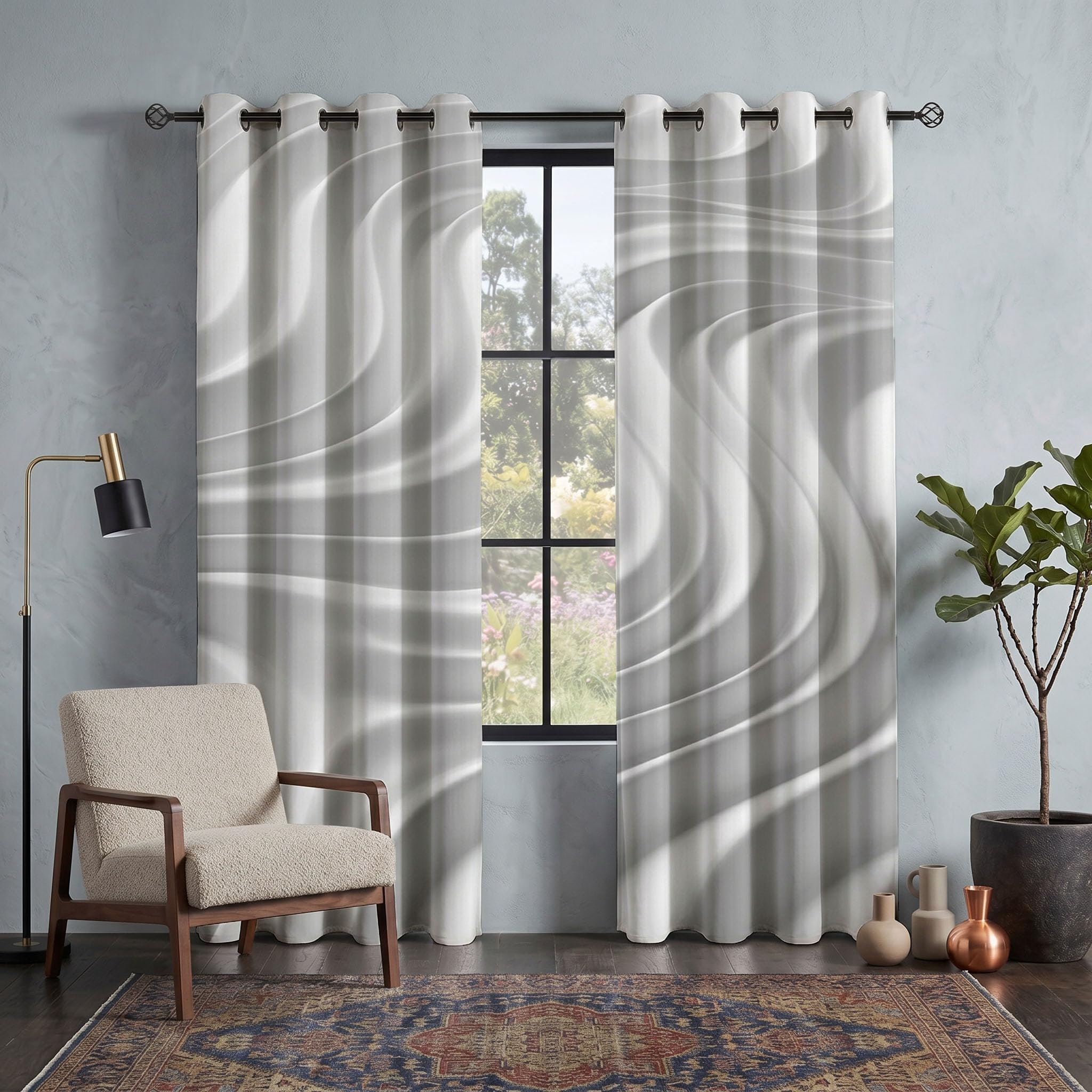 Tende Oscuranti Texture Ondulata 3D 117 X 137 cm 2 Pannelli, Tende oscuranti Minimalismo, Riduzione del Rumore Decorazione Casa per Camera da Letto E Soggiorno, Bianco
