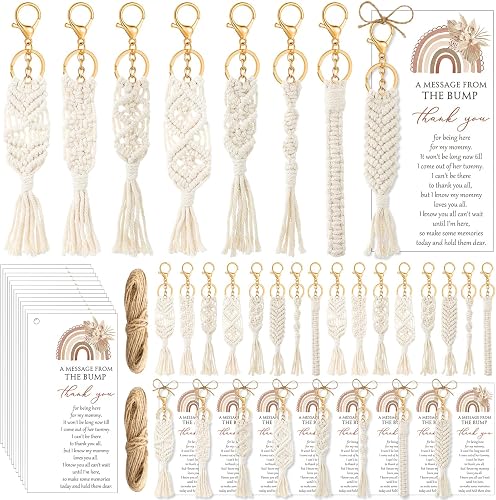 Ecation 48 Sets Boho Baby Shower Favors for Guest Macrame Keychain Bulk