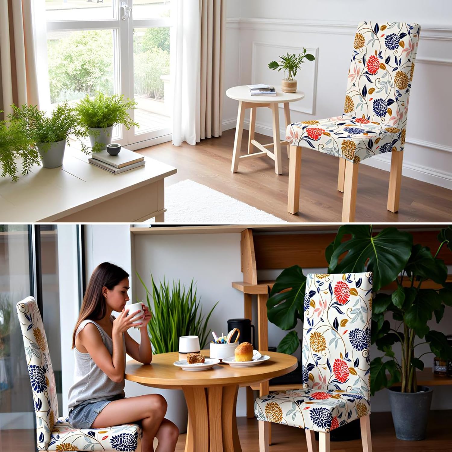 Dioxide High Stretch Chair Covers for Dining Chairs, Washable Dining Chair Covers Set of 6, Soft Kitchen Chairs Seat Covers, Parsons Chair Slipcovers Protectors for Home Hotel Restaurant Banquet