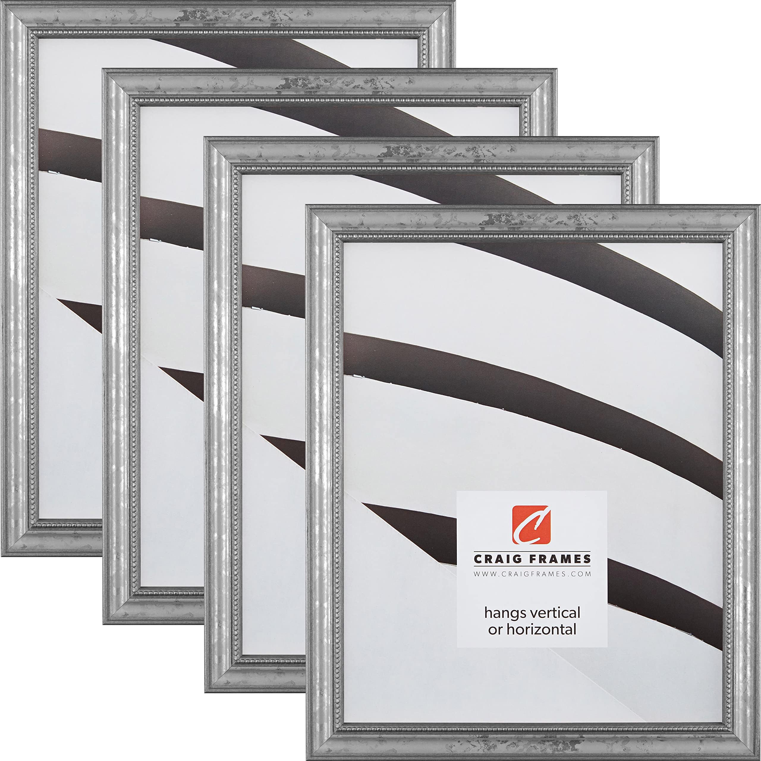 Craig Frames 314SI 10 x 13 Inch Picture Frame, Ornate Silver, Set of 4
