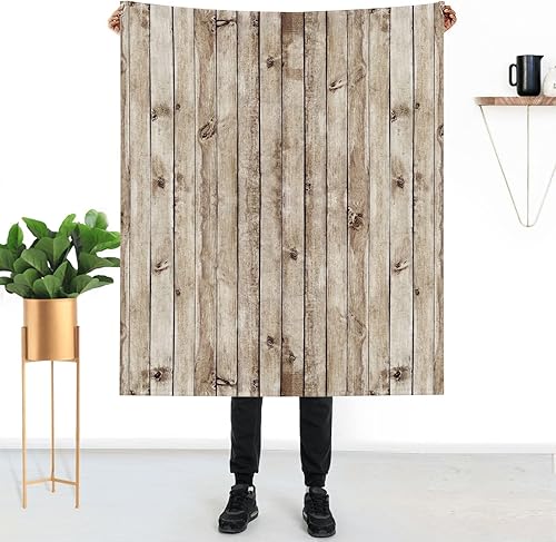 Miniatura 7 de Manta de tablones de madera de 60 x 80 pulgadas, estilo retro, de madera de roble, decoración de pared, súper suave, manta de forro polar, manta de