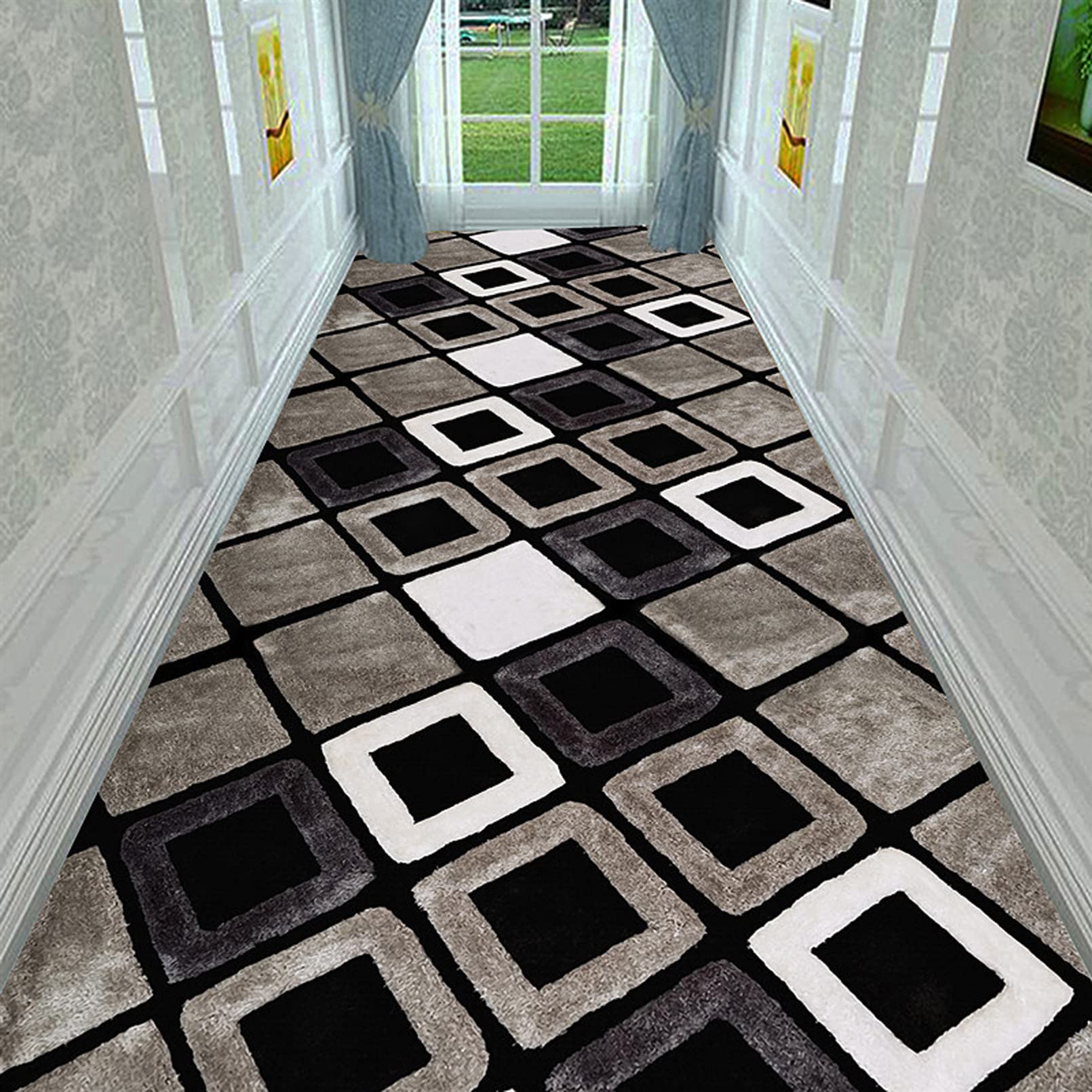 Carpet Runner for Hallway Contemporary Passage Runner Rug for Hallway, Anti-Slip Corridor Long Carpet for Corridor Hall Living Room Bedroom Indoor Outdoor,0.6m x 3.5m