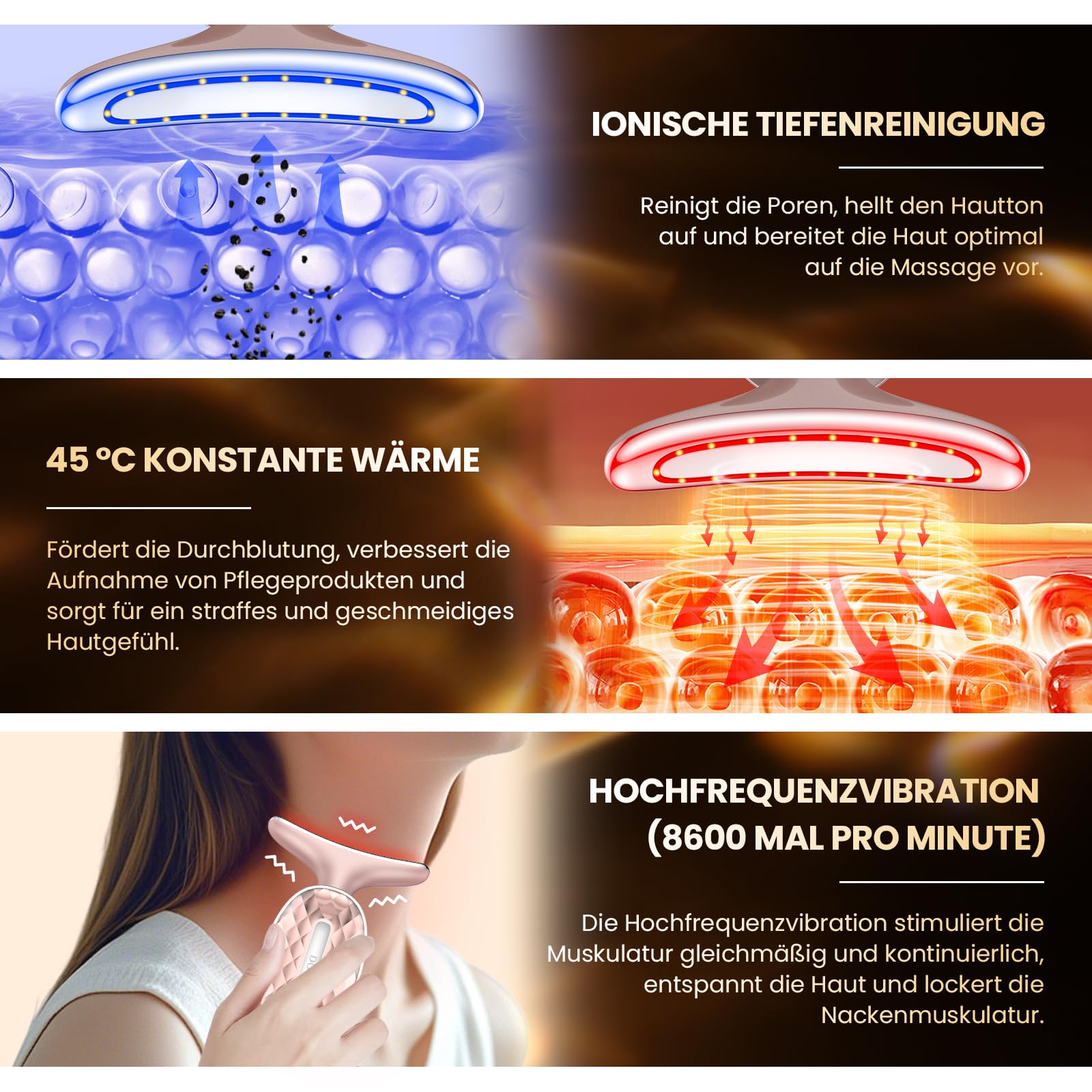 Elektrisches Gesichtsmassagegerät mit EMS Rotlichttherapie