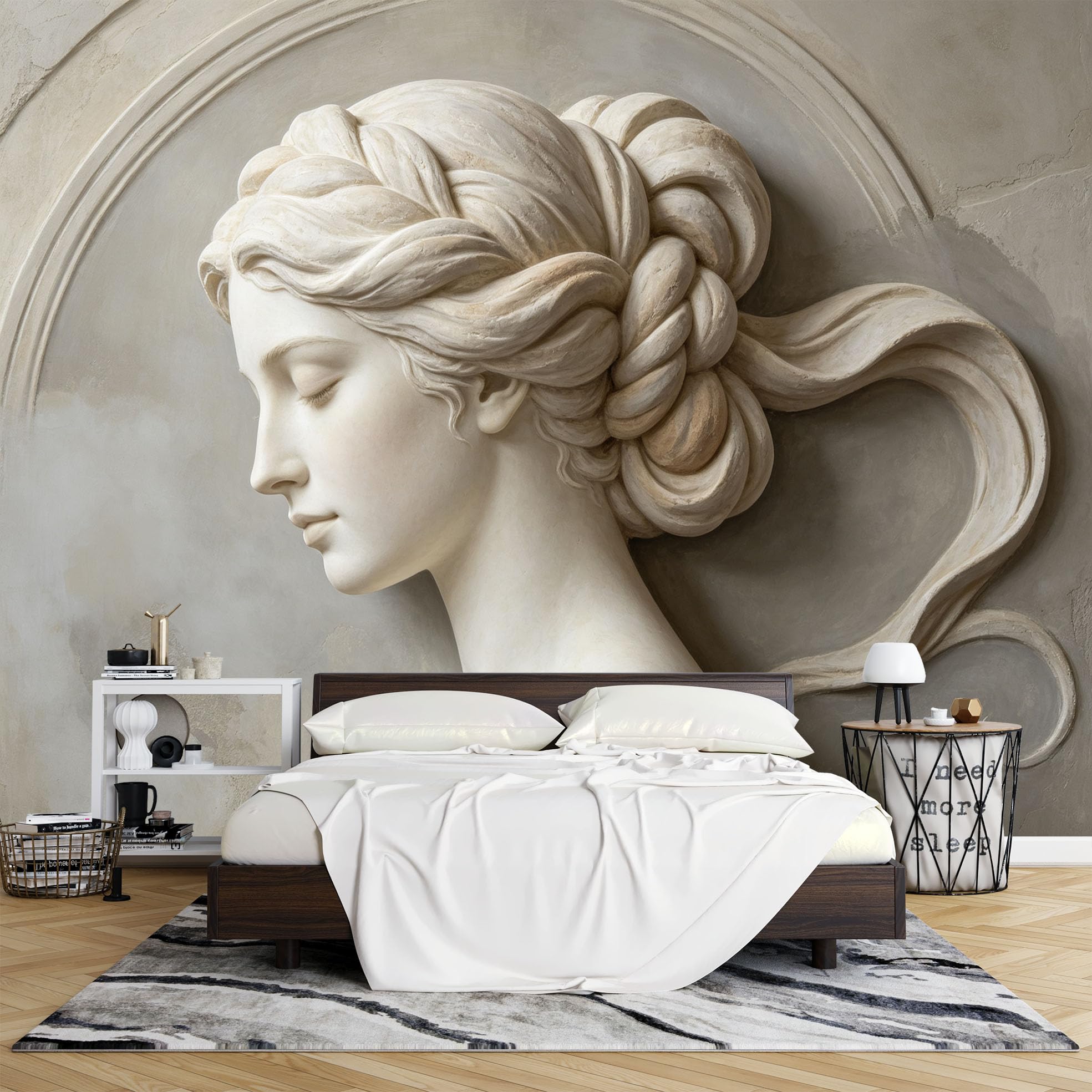 Papier Peint Photo 3D 210 x 150 cm Motif Déesse Classique Intissé Art Mural Inspiré la Sculpture Décoration Moderne pour Salon Ou Chambre.