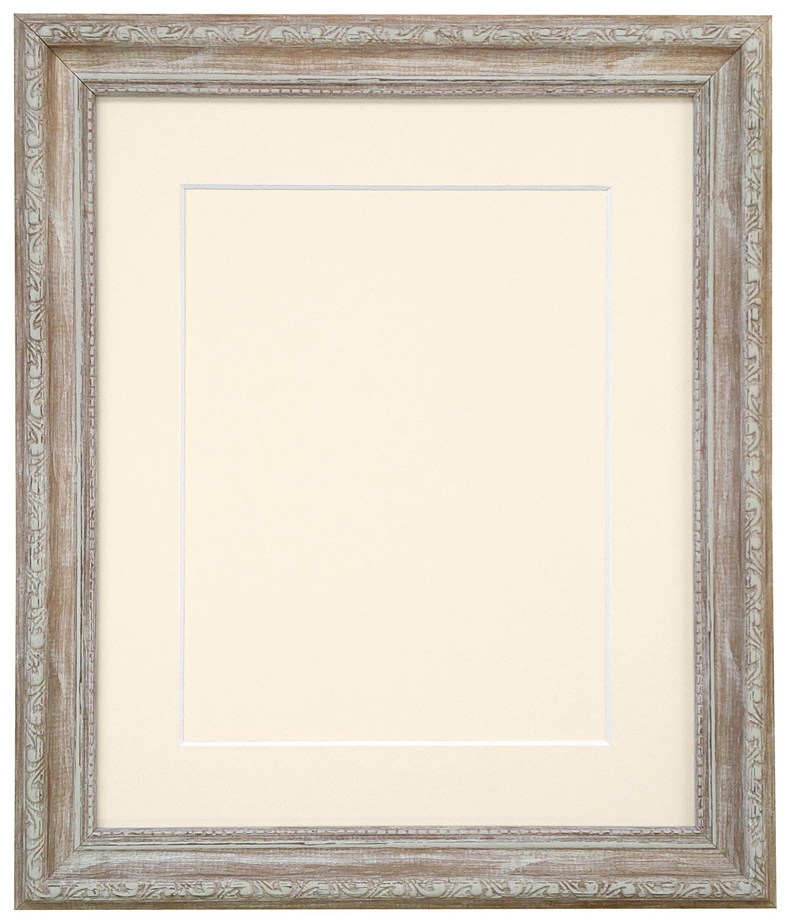 Frames By Post Ivory Mount And Backing Board Shabby Chic Distressed Wood Picture Photo Frame With A2 For Image Size A3 (Plastic Glass)