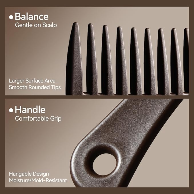 Peine de dientes anchos para cabello rizado resistente a humedad miniatura 7
