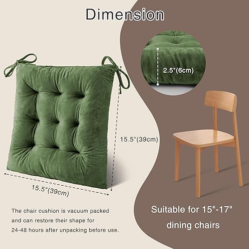 Miniatura 2 de OVOV Paquete de 4 cojines para sillas de comedor, cojines de asiento suaves para sillas de escritorio de cocina, cojines cuadrados para sillas con
