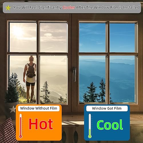 Miniatura 10 de FuFin Película de privacidad unidireccional para ventana con herramientas de instalación gratuitas, material PET de alta calidad, control de calor,