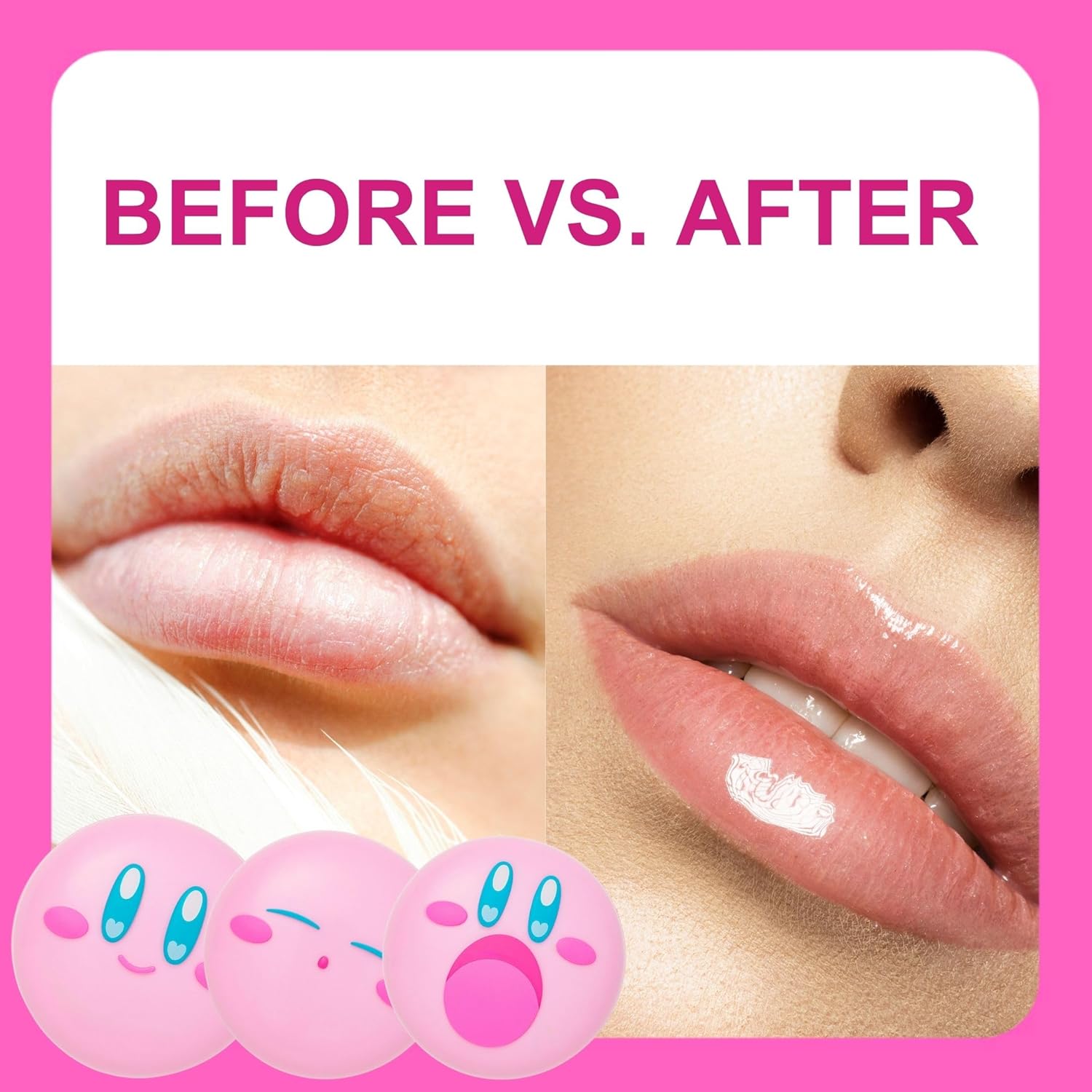 Kirby 6EA Cute Lip Balm for Girls, Fruity Lip Balm for Women with Vitamin E, Honey & Matcha Extract, Made in Japan, Shea Butter Lip Balm & Lip Moisturizer for Dry Lips, Milk + Peach + Mango