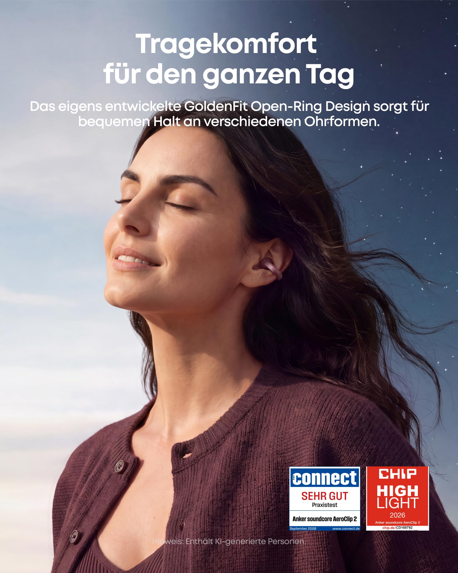 Anker Soundcore AeroClip 2 Open-Ear Clip-On Earbuds für klare Anrufe