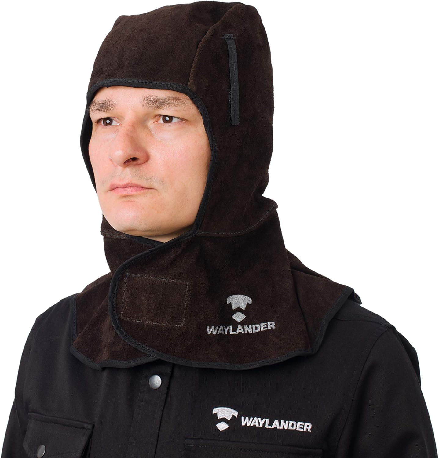 Waylander Leather Welding Hood Flame Retardant Split Leather Cowhide Welding Cap with Neck