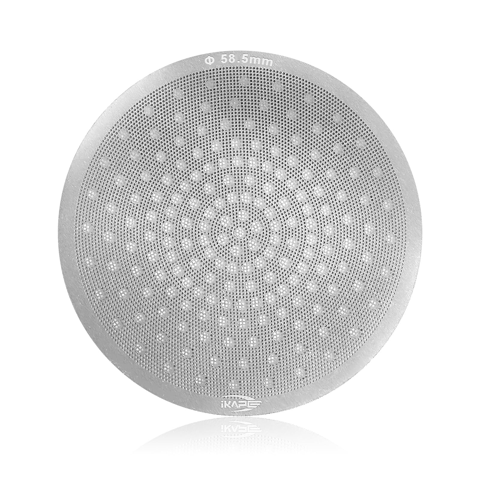 IKAPE 58.5mm Espresso Puck Screen, 0.8mm Thickness, Reusable Metal Thin & Light Coffee Filters, Food-Grade 316 Stainless Steel Coffee Puck Screen for Espresso Baristas