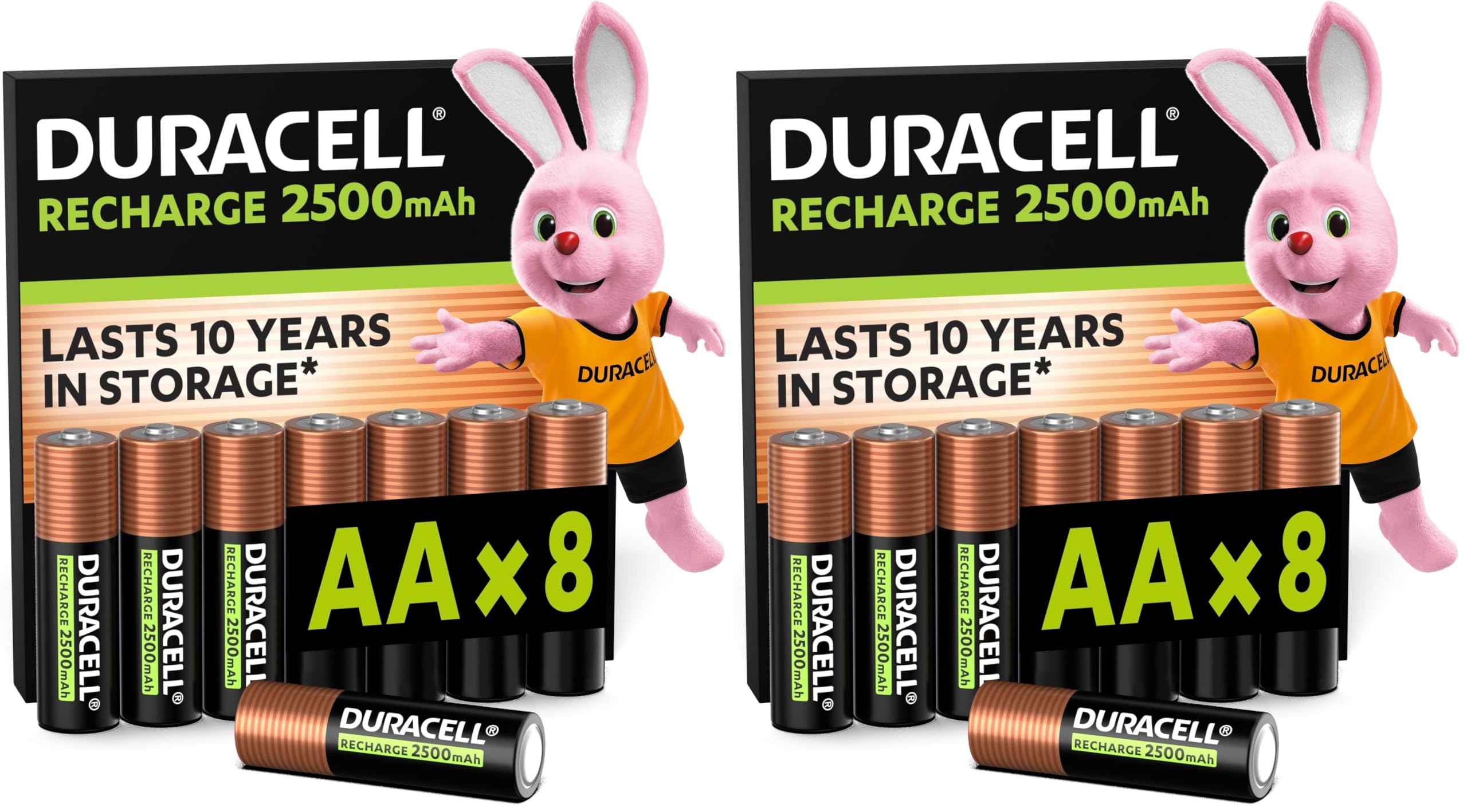 Duracell Akku AA, wiederaufladbare Batterien AA, 8 Stück, Unsere Nr. 1 - längste Haltbarkeit pro Aufladung, vorgeladen [Amazon Exclusive] (Packung mit 2)