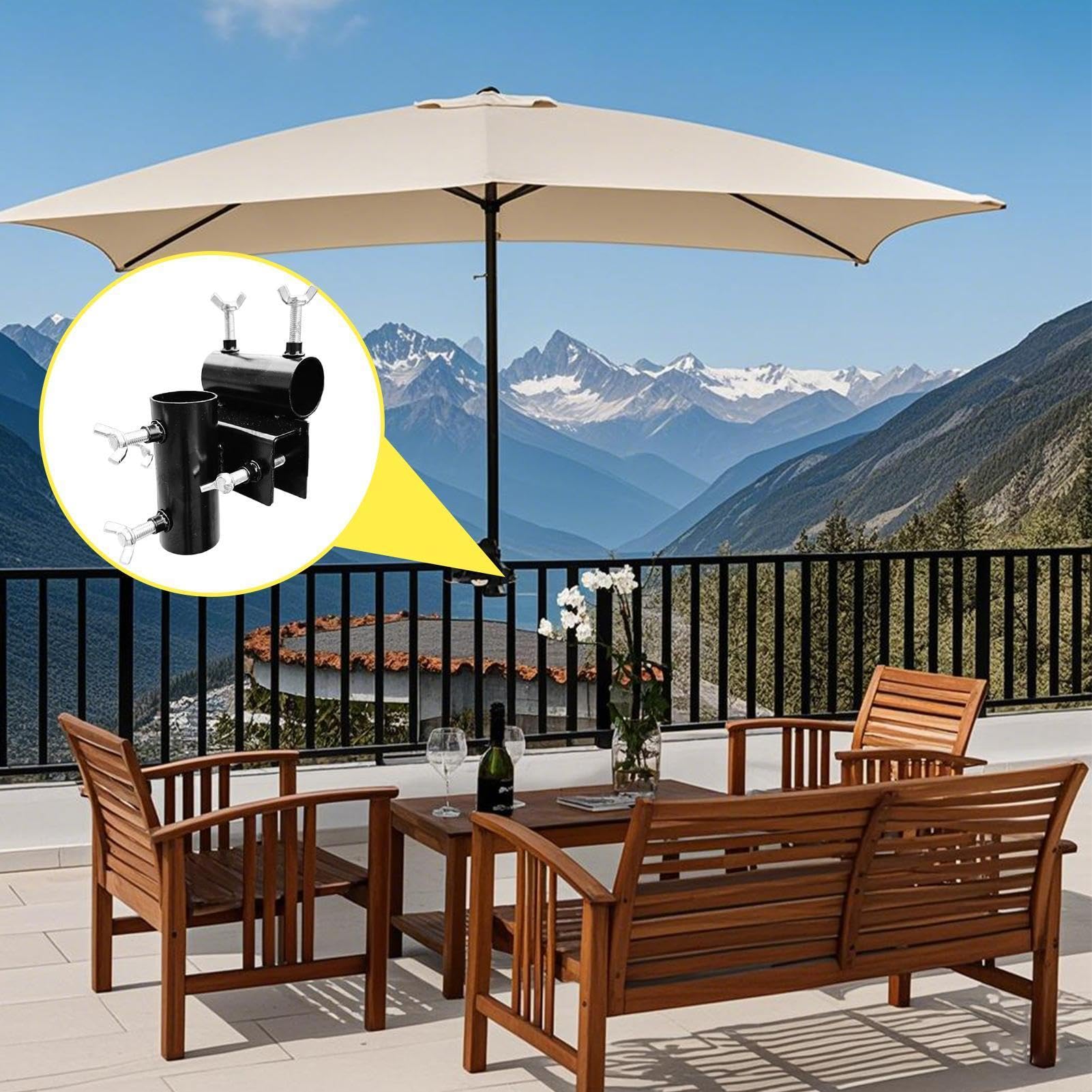 Soporte de mesa para sombrilla, fijación de pinza, para patio, valla, balcón, patio, apartamento, porche y jardín