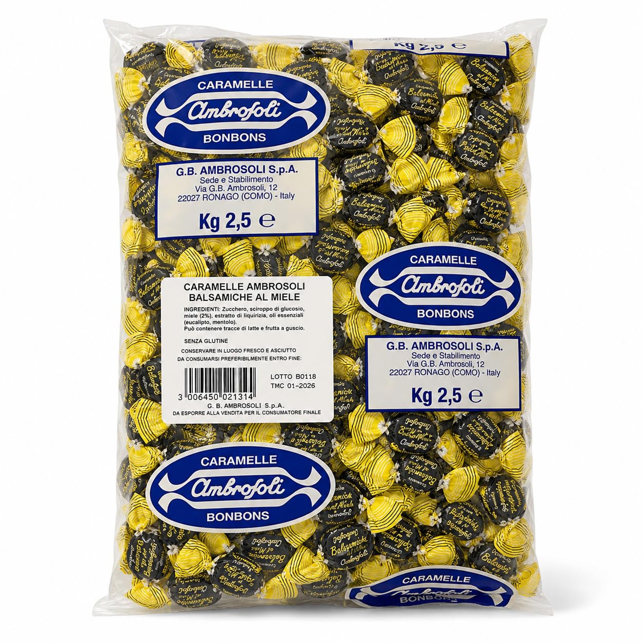 Ambrosoli Caramelle Balsamiche al miele in sacchi da kg. 2,5