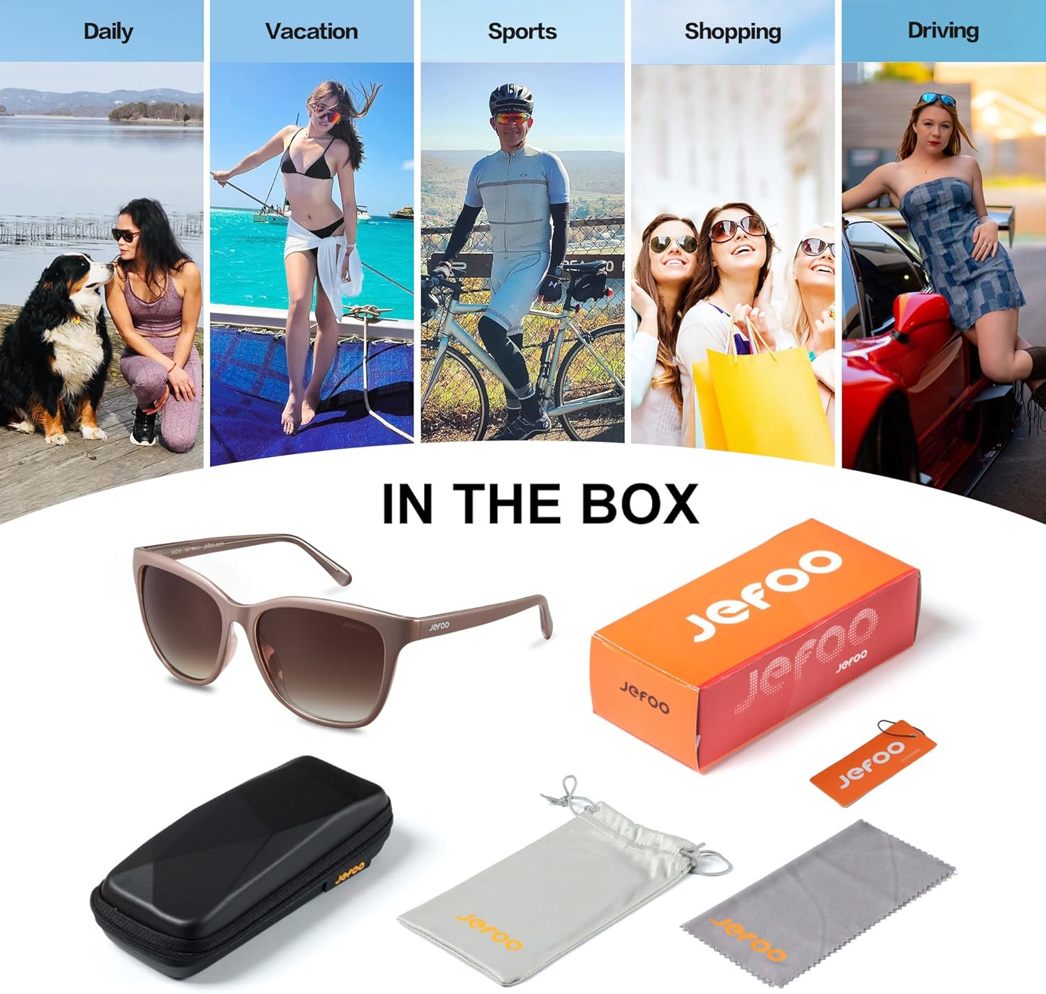 Jefoo Retro Polarized Sunglasses for Men women UV400 Protection for Driving Fishing Hiking Golf Outdoor Sport Glasses