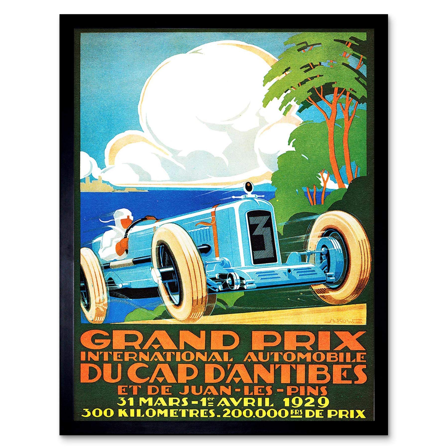 Artery8 Motor Sport Grand Prix France Framed Print W12" x H16"