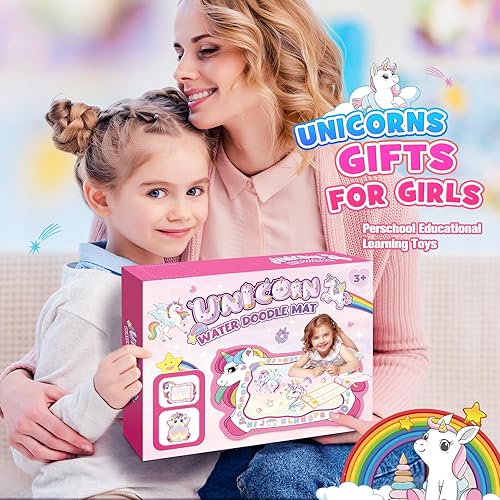 Miniatura 7 de Regalos de unicornios para niñas, juguetes para niños pequeños de 3, 4 y 5 años, para niños y niñas, tapete para garabatos de agua de unicornio,