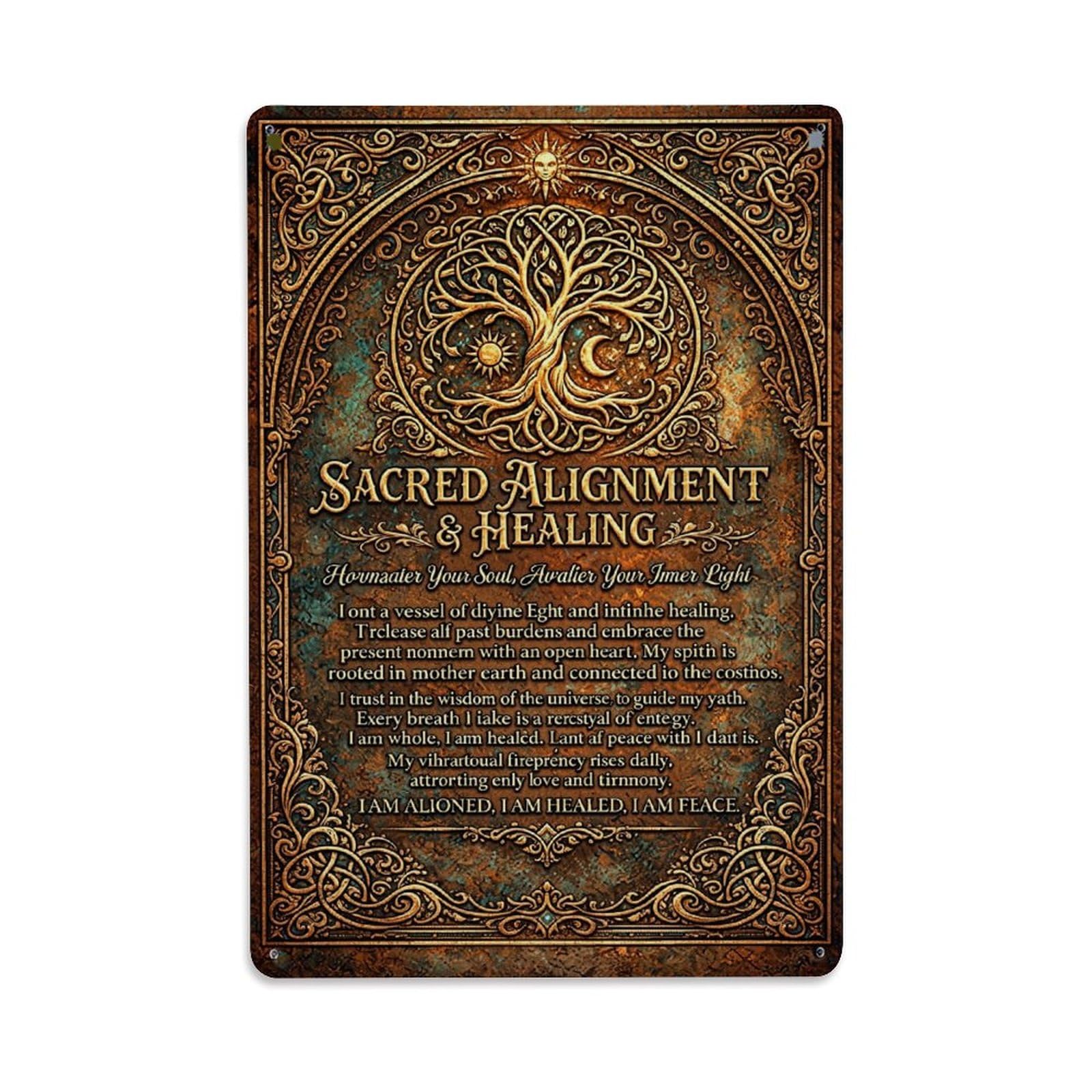 Nestemfo Vintage Sacred Tree Ornate Design Tin Sign Metal Sign, Living Room,Bar, Home, Bedroom Wall Decor,Retro Metal Poster 8X12 Inches