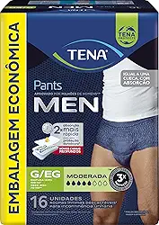 Tena Pants Men, Cueca Descartável para Incontinência Urinária, Azul Marinho, G/EG - 16 unidades