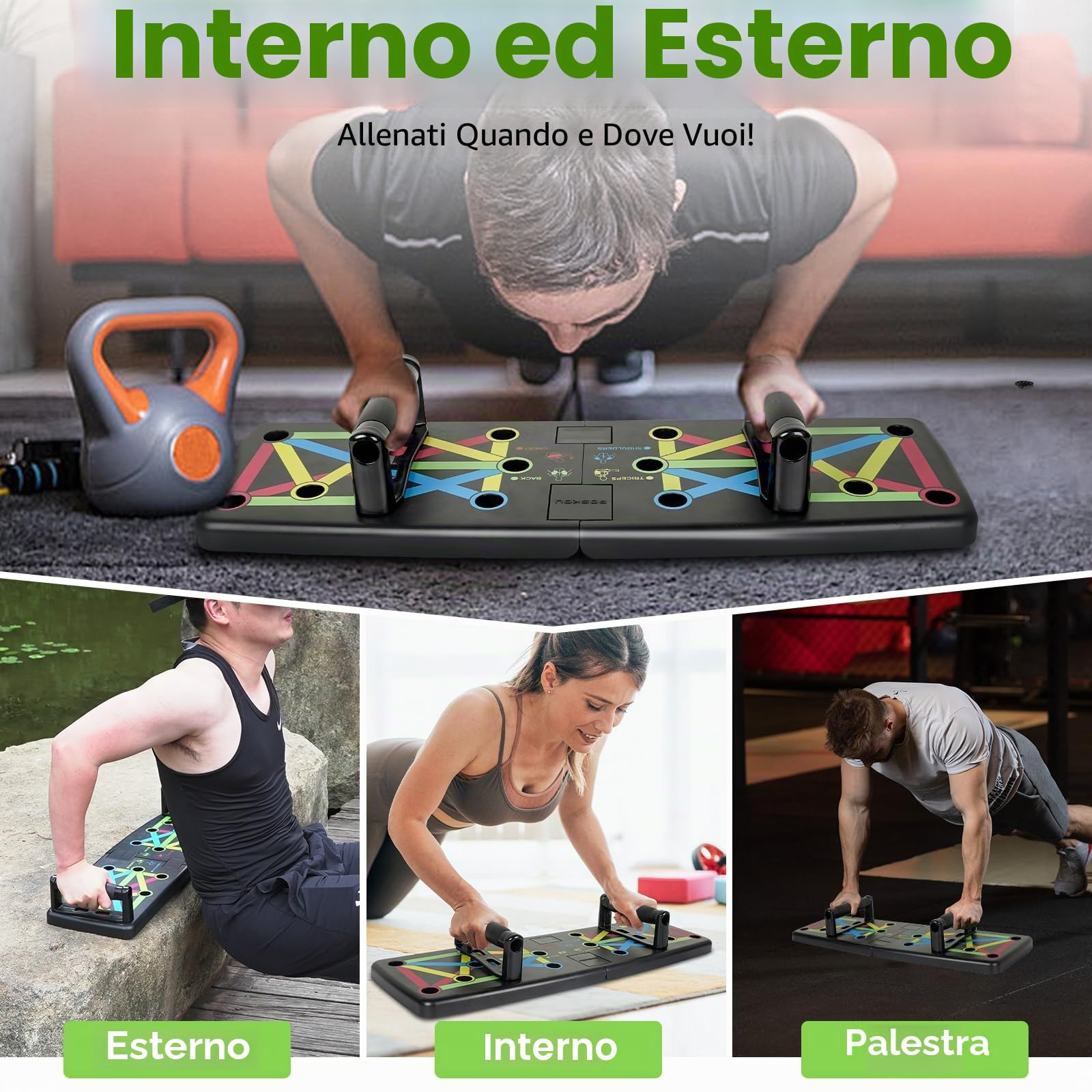 Push Up Board Esercizio Attrezzatura Fitness per la Attrezzi Palestra Casa Multifunzione Uomini e Donne Addestramento Portatile di Forza Maniglie Flessioni