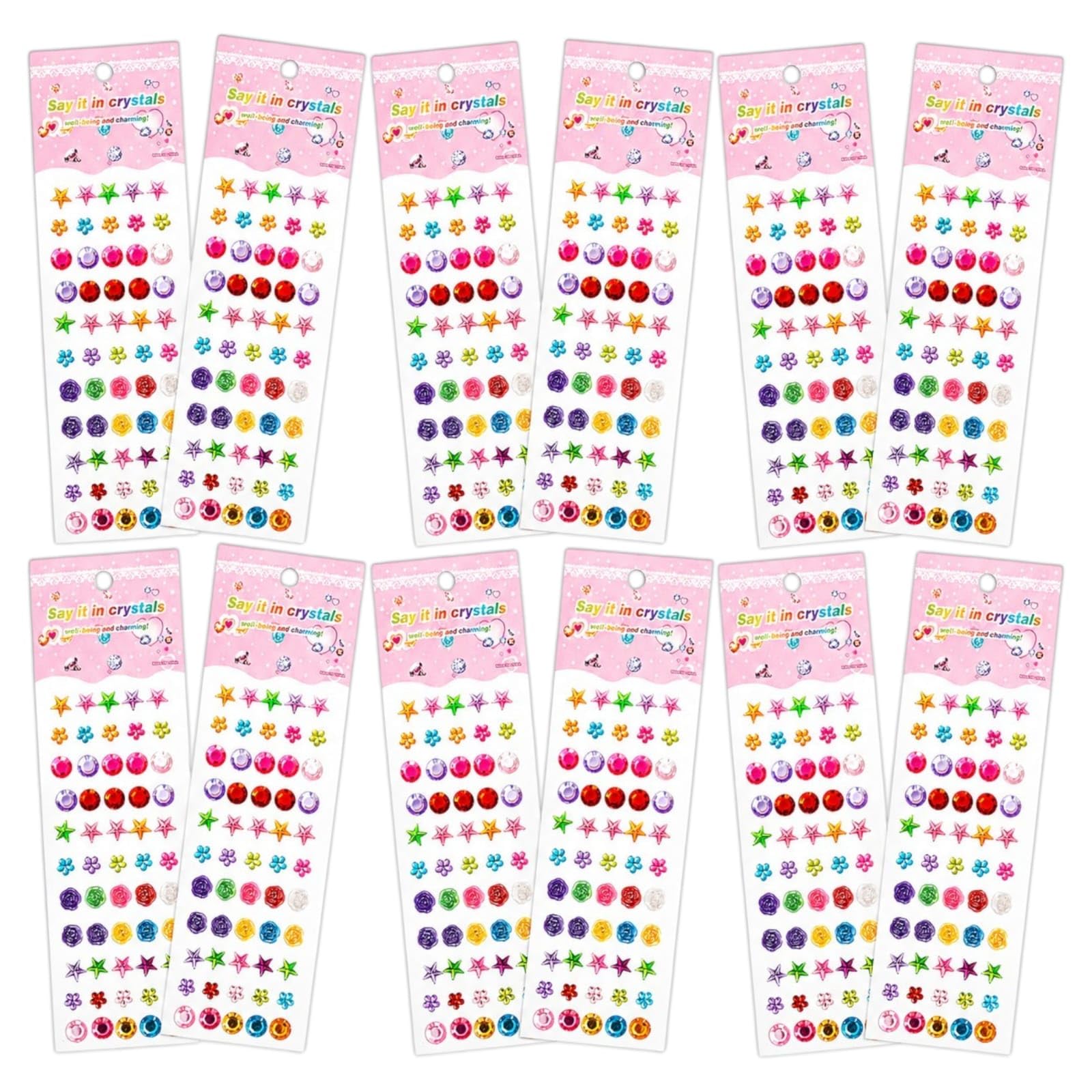 Self Adhesive Crystal Gem Stickers 12 Sheets, 840 PCS Colorful Rhinestone Jewel Stickers for Kids DIY Crafts, Scrapbooking, Card Making, Journal Decoration, Return Gifts & kanjak Gifts-picture-48