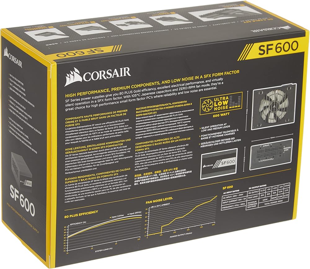 Corsair SF600 Series, 80+ Gold Certified 600W Fully Modular Power Supply thumbnail 3