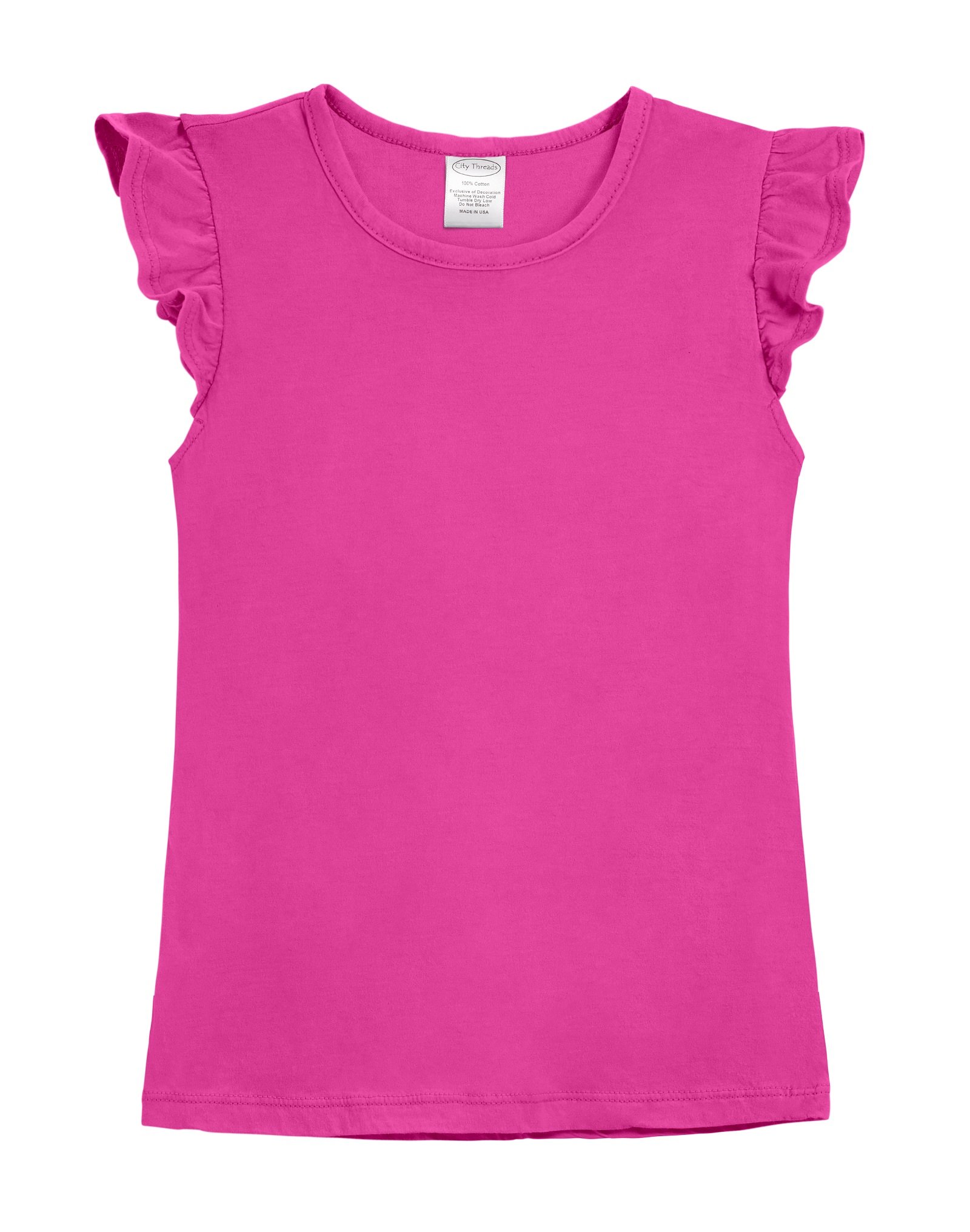 City Threads Girls Cotton Short Flutter Sleeve Ruffle Shirt