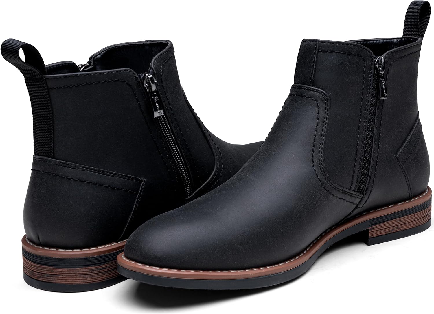 Jousen Mens Chukka Boots Side Zipper Causal Pull On Dress Boots For Men - Image 5