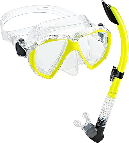 Miniatura 1 de Phantom Aquatics Máscara de tubo de vidrio templado, juego de esnórquel seco, máscara de snorkel para buceo y snorkel