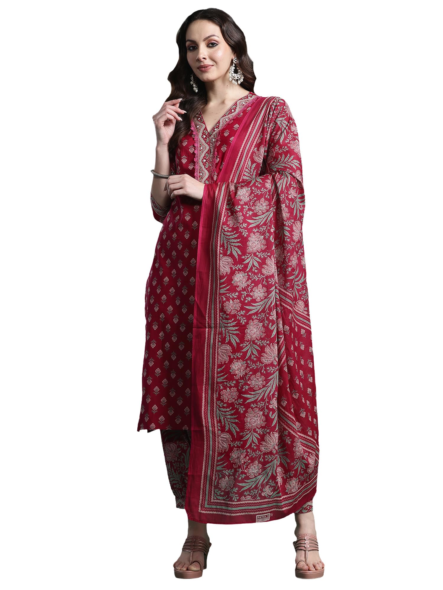 indo era Women Pure Cotton Kurta Set with Dupatta | Festive Suit Set, 10551-picture-22