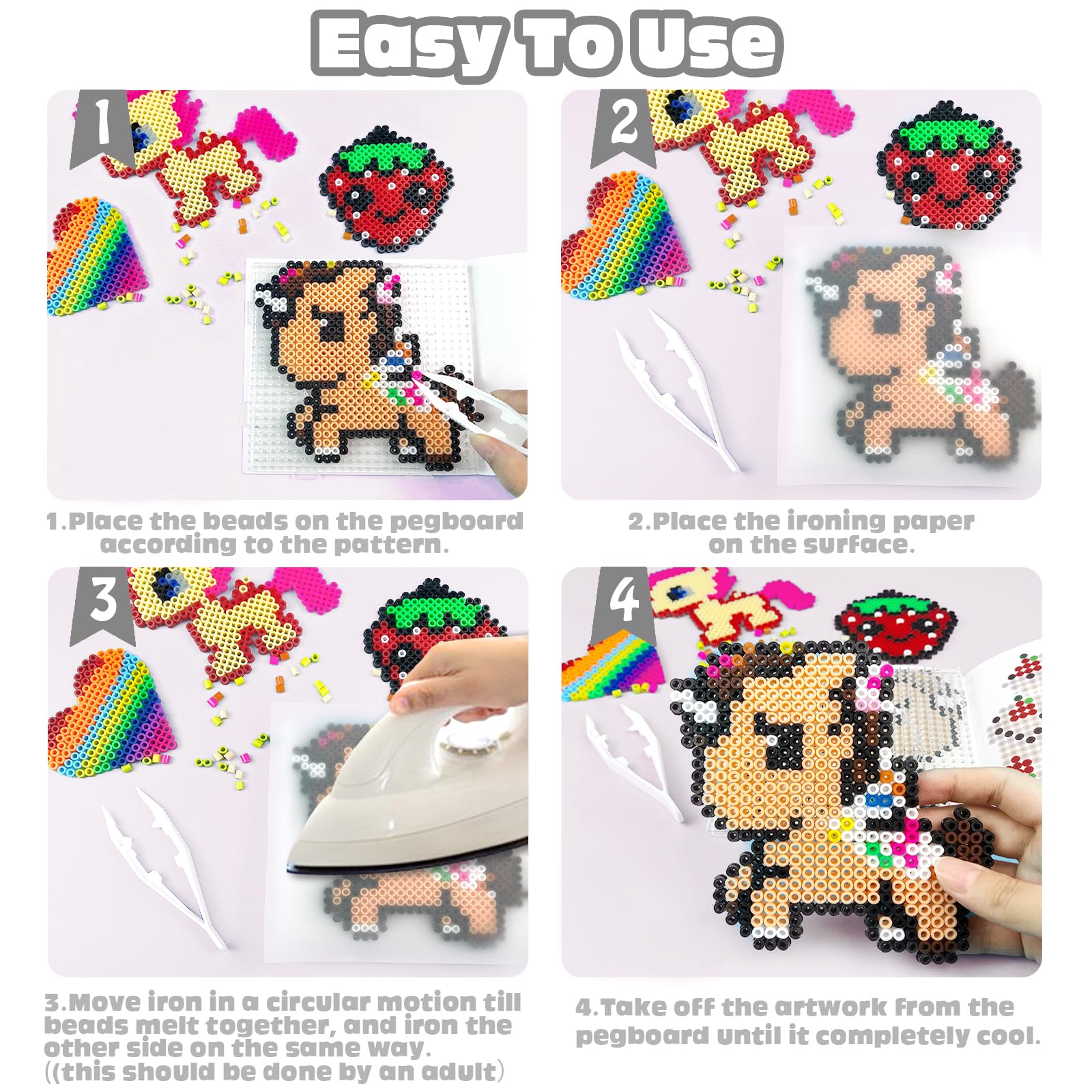 La Manuli Perline Da Stirare 5mm: Set Da 11000 Pezzi, 36 Colori Con Piastre, Pinza E Accessori Per Pixel Art