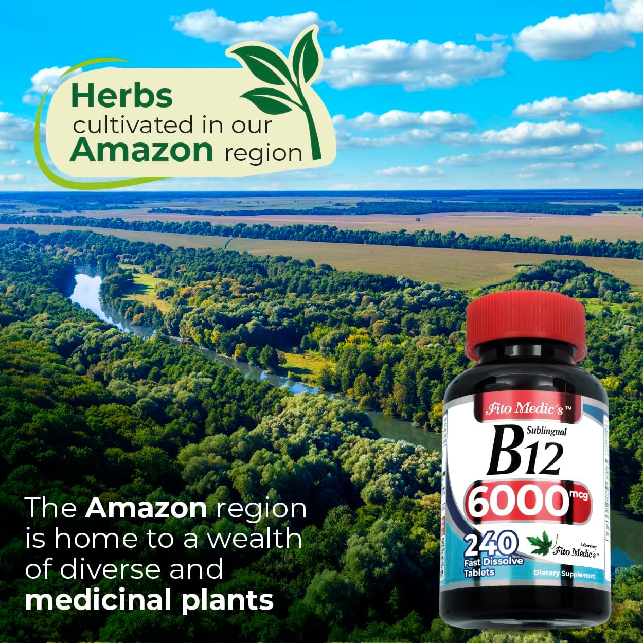 FITO MEDIC'S Lab | Vitamin b12 | 6000 mcg | 240 Servings | b12 sublingual | b12 | b12 Vitamins | Ultra high Absorption, s. (Pack of 2)