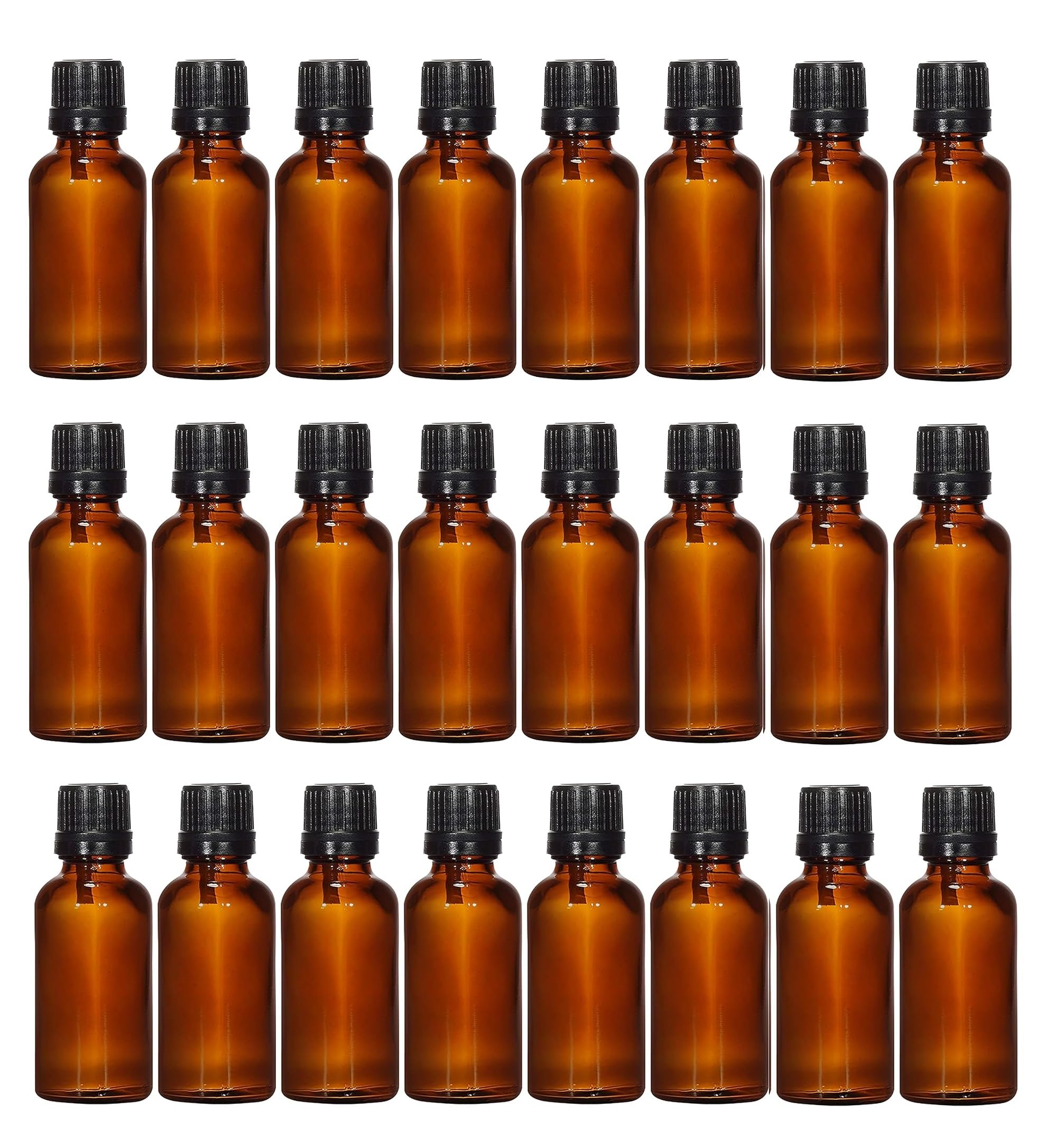 Mkd2 Rise Empty Amber Glass Bottle 30ml, Set of 24 with Leak Proof Euro Dropp...