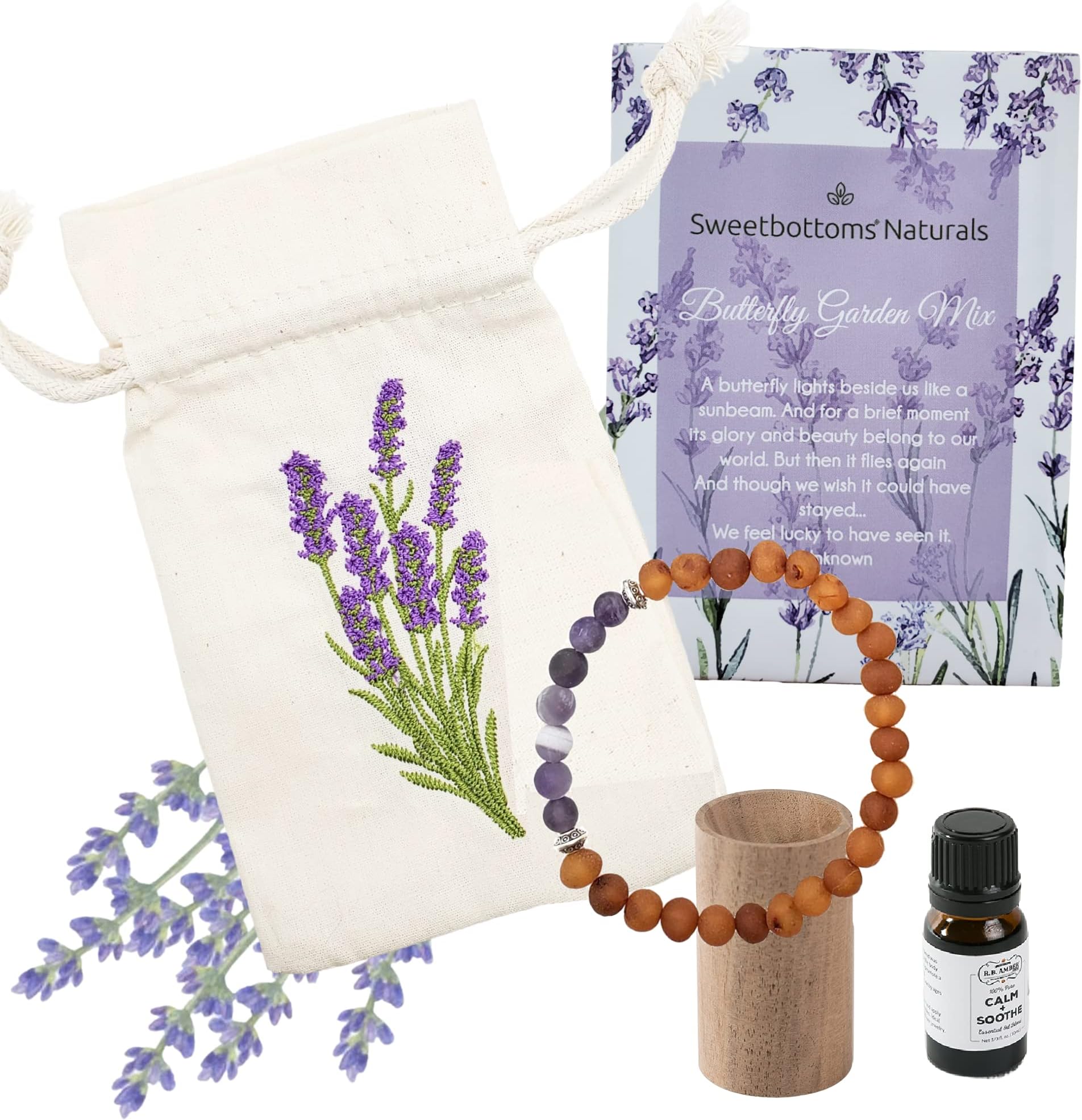 Sweetbottoms Sympathy Gift Box - Remembrance Gifts Include Bracelet, Sympathy Card, Flower Seeds, Aromatherapy Blend with Diffuser, and More in Memory of Loved One Gifts