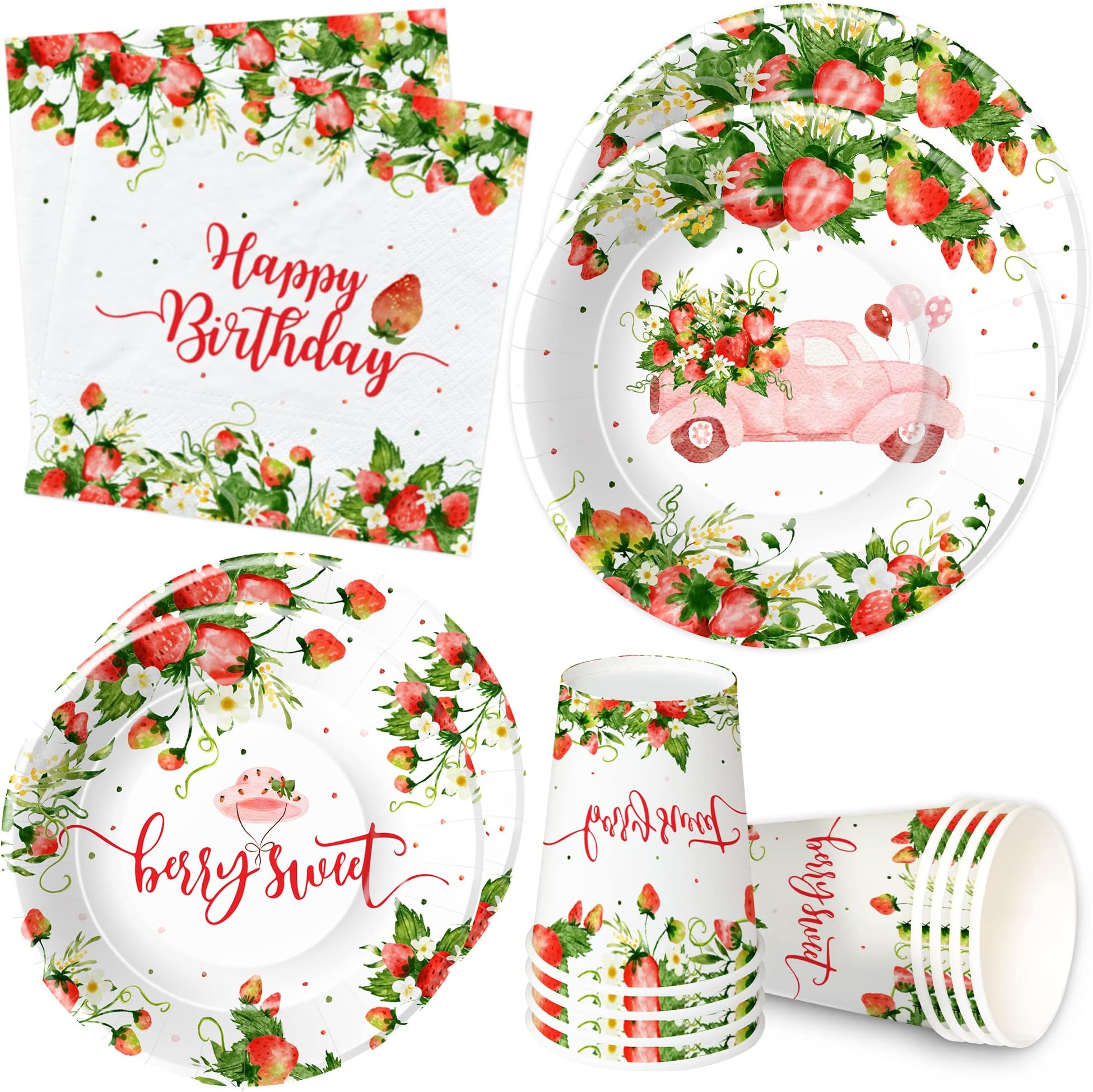 Xigejob Strawberry Birthday Party Supplies Strawberry