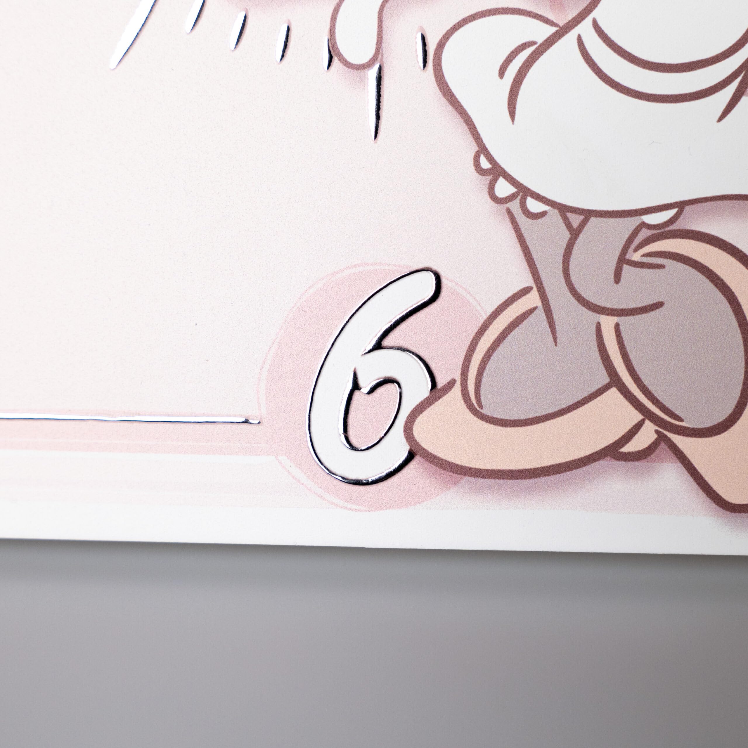 VALENTI & CO. - Disney Minnie - Tischuhr oder Hängeuhr aus Holz mit Details in Silber - Geschenkidee Geburt Mädchen oder Taufgeschenk - Wanduhr für Mädchenzimmer