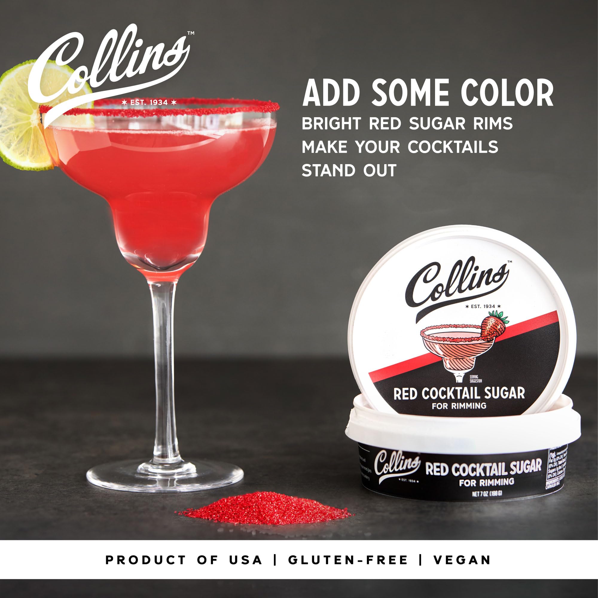 Collins Red Cocktail Sugar - Enhance Your Drinks -2 Collins Red Cocktail Sugar - Enhance Your Drinks -2