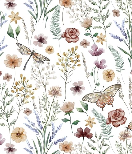 Miniatura 12 de Orainege Papel tapiz de contacto floral para despegar y pegar, papel tapiz azul y blanco, 16.9 x 118.1 pulgadas, papel de pared autoadhesivo Azul y