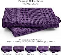 Vista 414 de PHF Fundas de almohada 100% algodón con tejido de gofre de 24 x 24 pulgadas, paquete de 2 fundas cuadradas para decoración elegante del hogar, sin