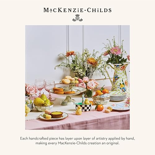 Miniatura 18 de MACKENZIE-CHILDS - Fuente de pedestal esmaltada, soporte redondo para pasteles, tamaño miniatura, Courtly Check - a cuadros negros y blancos Chequeo